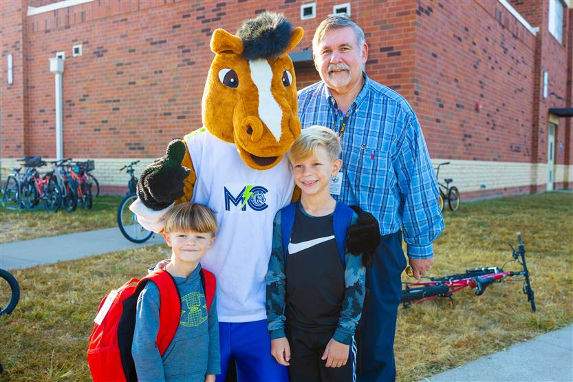 Students walk to school